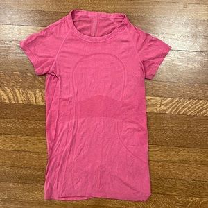 Bright pink, Lululemon, workout shirt